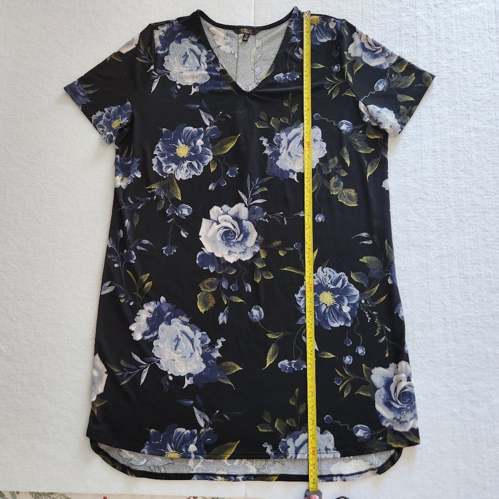 Christian Siriano Black and Blue Floral Short Sleeve Dress Size 2XL - Picture 4 of 8